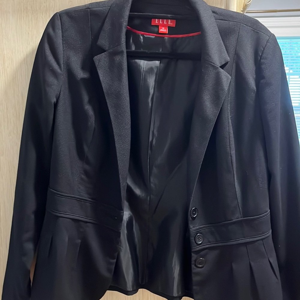 Elle Black Suit jacket-faint pinstripe